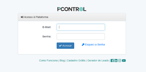 Pcontrol: Tela de Login